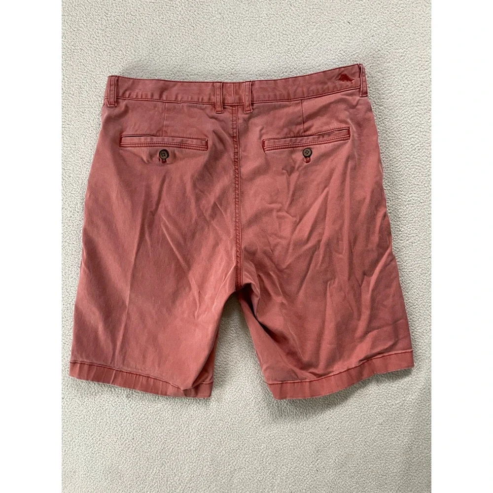 Tommy Bahama Mens 33x10 Shorts Coral Red Boracay Chino Cotton Blend Faded Salmon